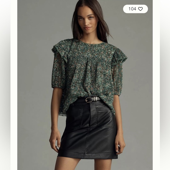 Anthropologie Porridge Pleated Floral Printed Lace Blouse Size L Romantic - Picture 1 of 14